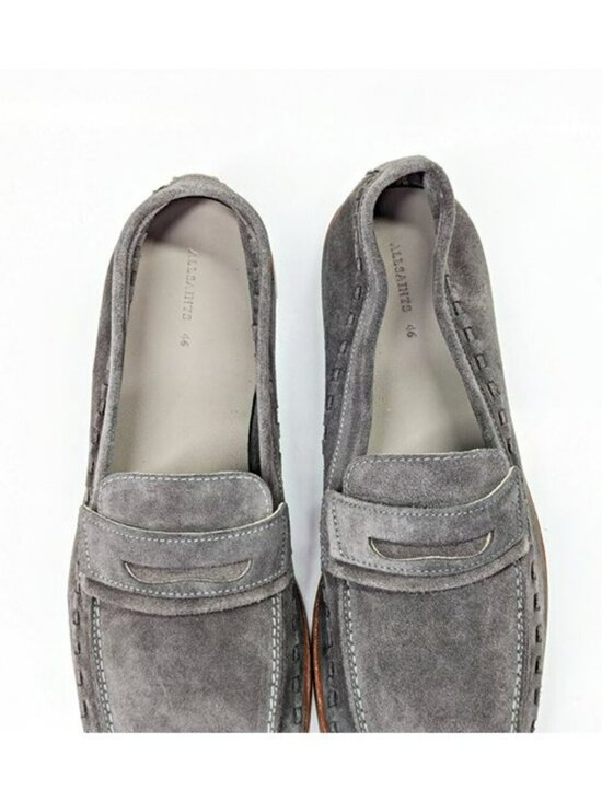 Allsaints Men\'s Sammy Slip-on Suede Penny Loafer in Grey Size 13 (MSRP $299) main image 7